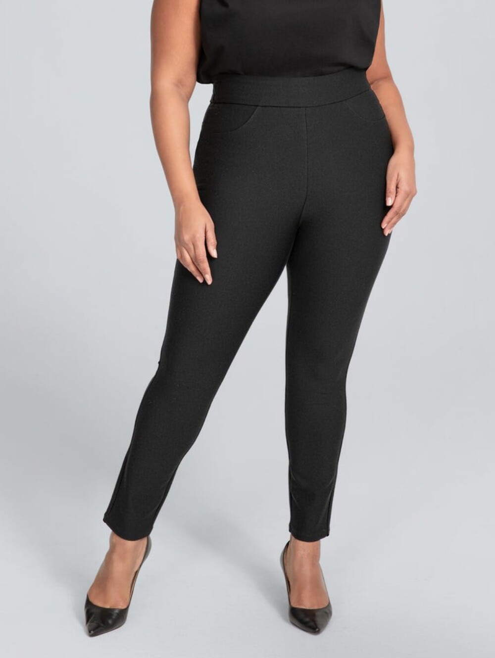Honeylove Heathered Black EverReady High Rise Skinny Ponte Pants size XL
